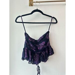 Karina Grimaldi XS Purple Ruffle Spaghetti Strap Camisole Top